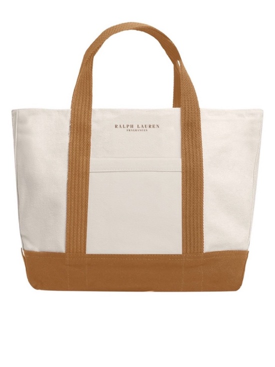 Ralph Lauren Handbags - Ralph Lauren Canvas Tote in Cream and Tan